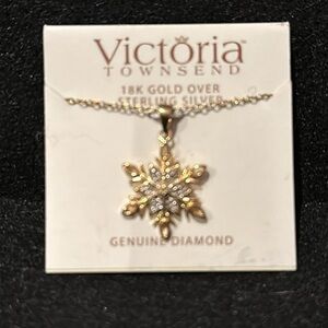 Victoria Townsend 18K Gold over Sterling Silver Snowflake Charm Necklace…